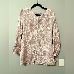 Tahari NWT Floral Linen Button-Up Women's Top - Pink Size XL